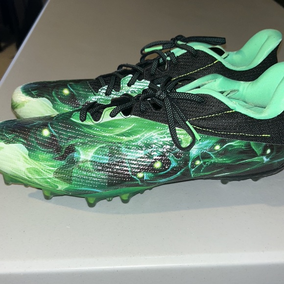 Under Armour blur smoke slime green football cleats men size 12.5 . - Picture 2 of 11